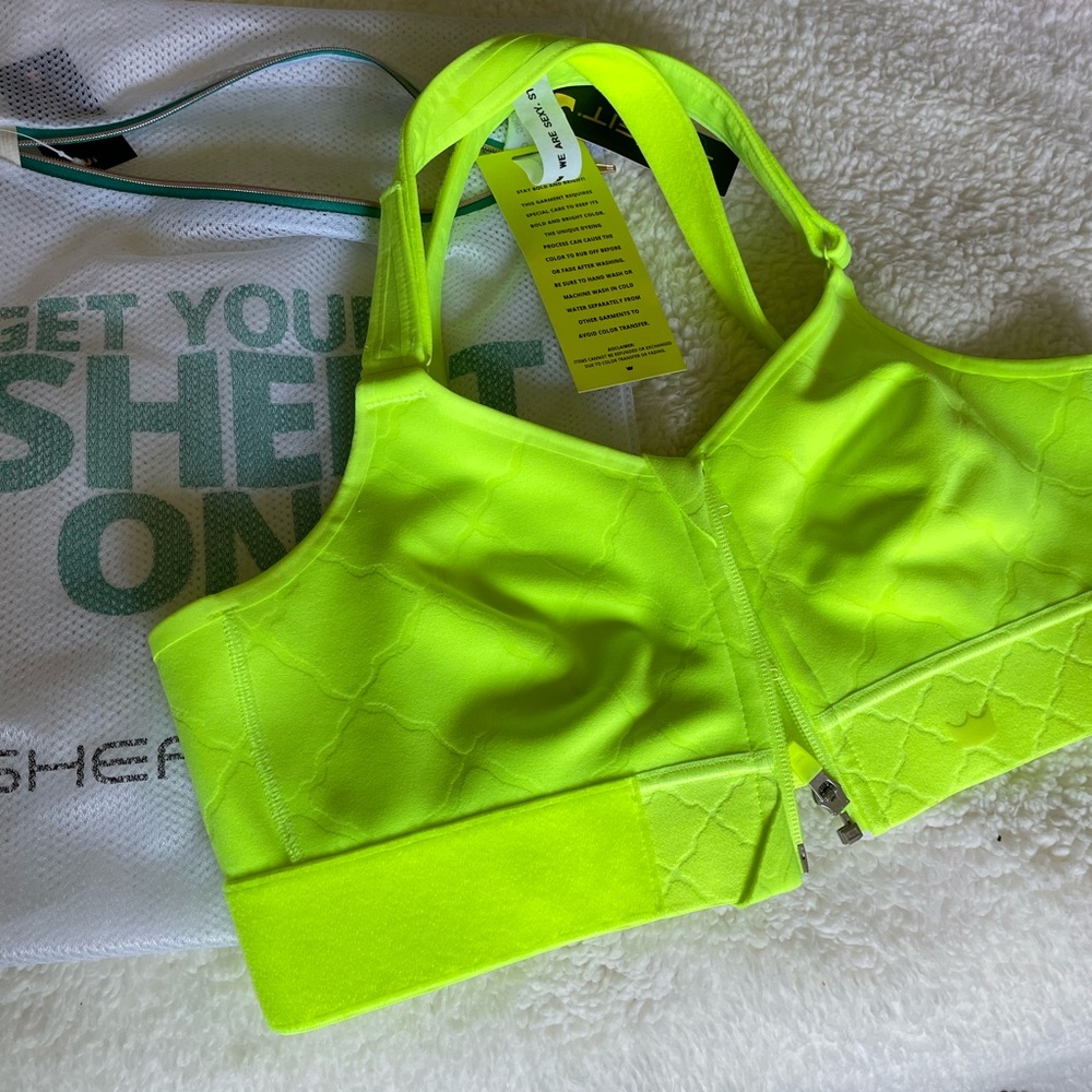Shefit Neon Yellow "NWT" flex sports bra. Size Luxe